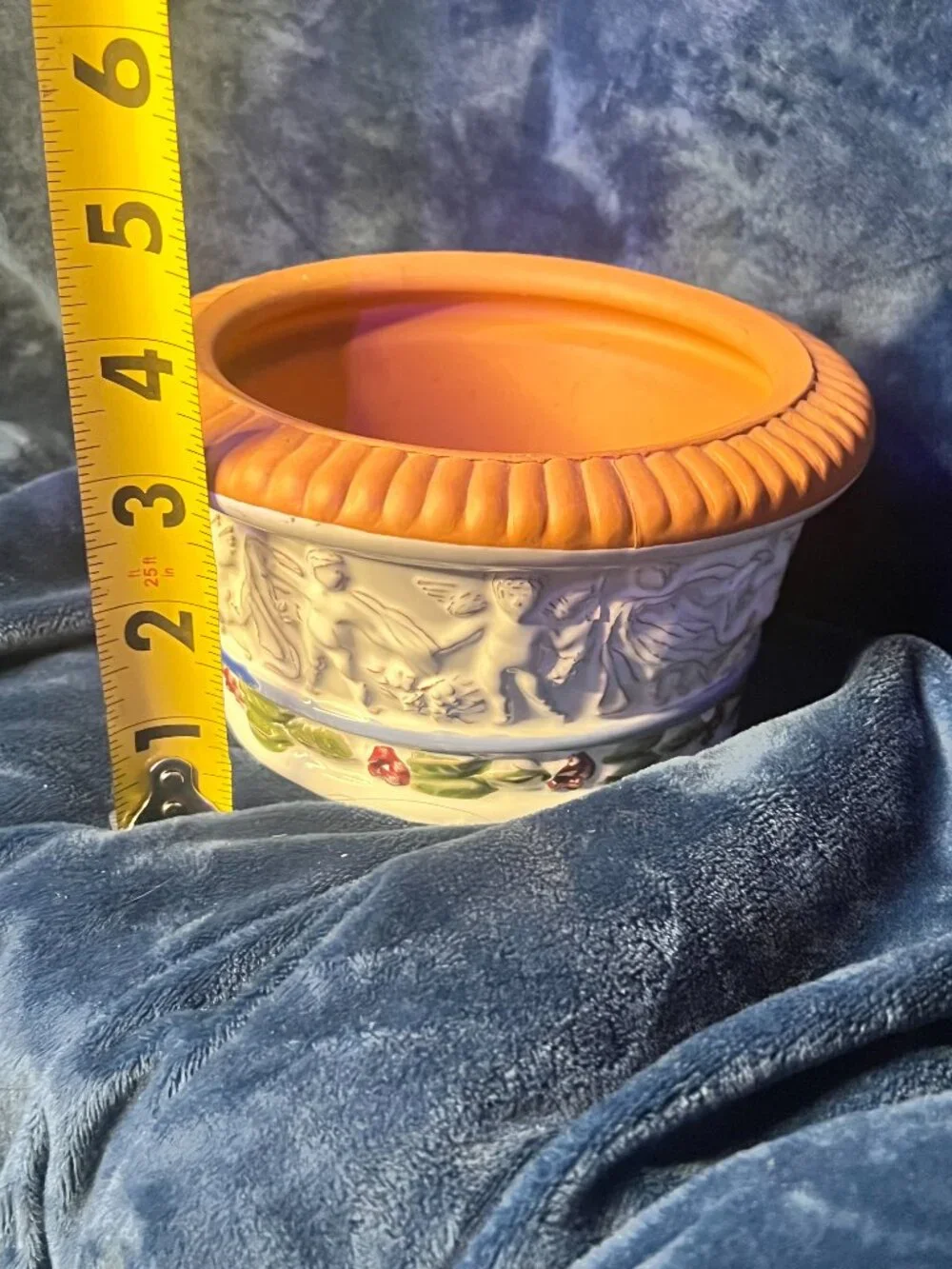 Vintage Roseville Donatello Art Pottery Jardiniere with Cherub motif